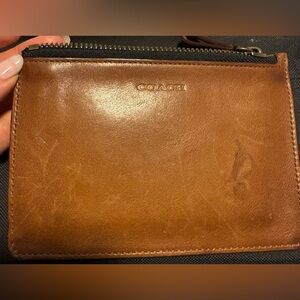 💳 🤎Authentic Coach Tan Brown Leather Zip Pouch